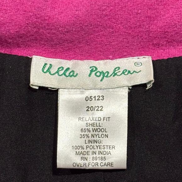 Ulla Popken Coat Wool Relaxed Minimalist Preppy 90s Statement Magenta Size 20/22 - Picture 3 of 9